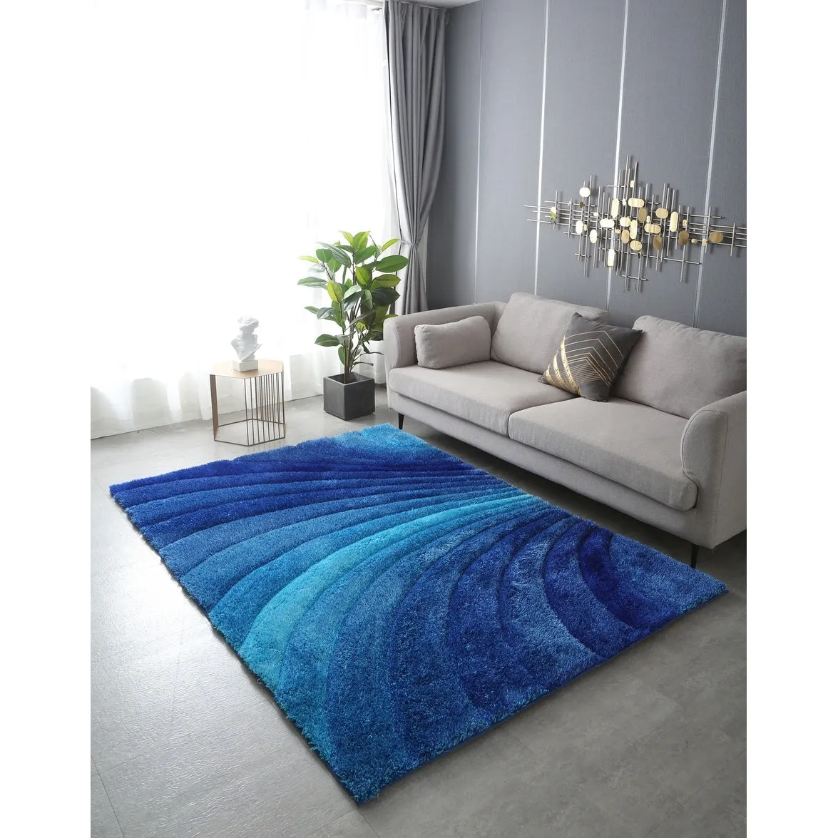 3D Shaggy Hand-tufted Polyester Modern Area Rug