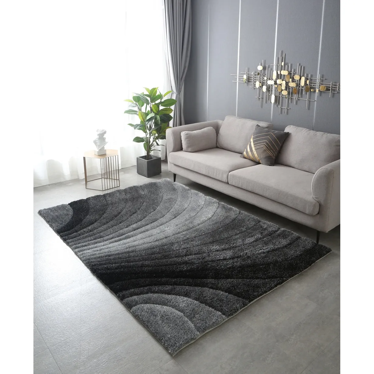 3D Shaggy Hand-tufted Polyester Modern Area Rug