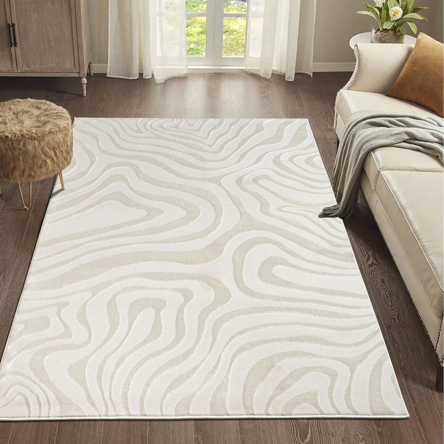 3D Shaggy Hand-tufted Polyester Modern Area Rug