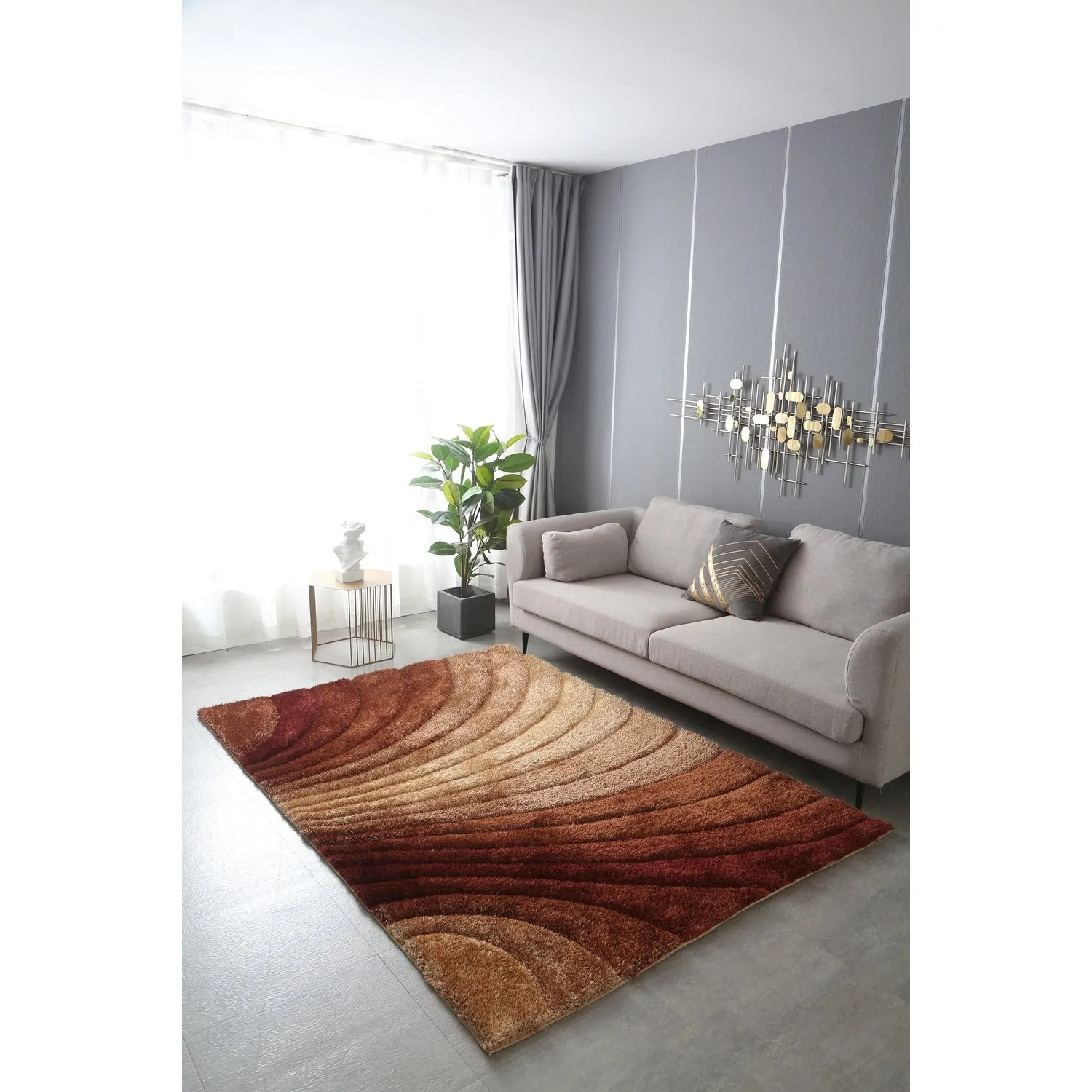 3D Shaggy Hand-tufted Polyester Modern Area Rug