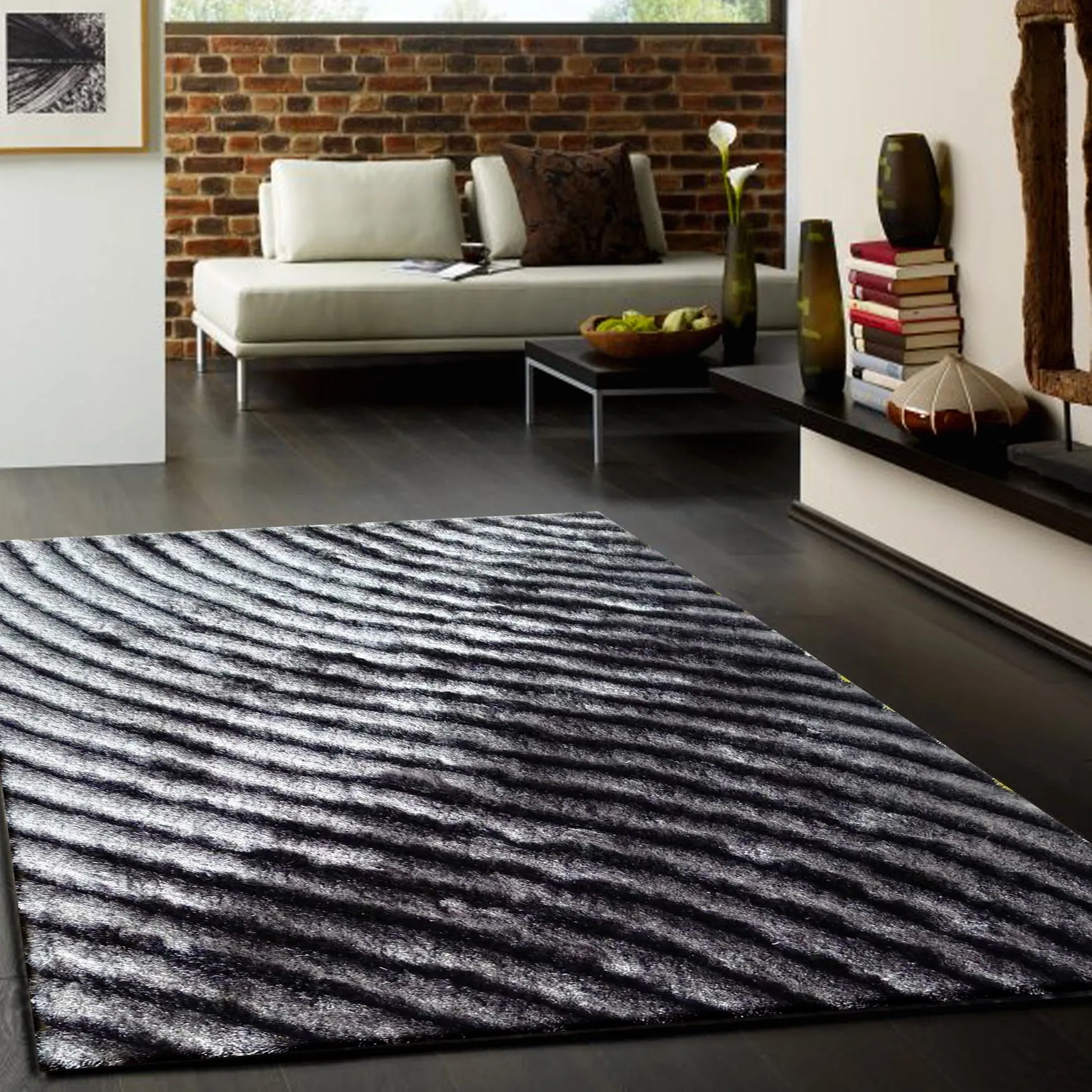 3D Shaggy Hand-tufted Polyester Modern Area Rug