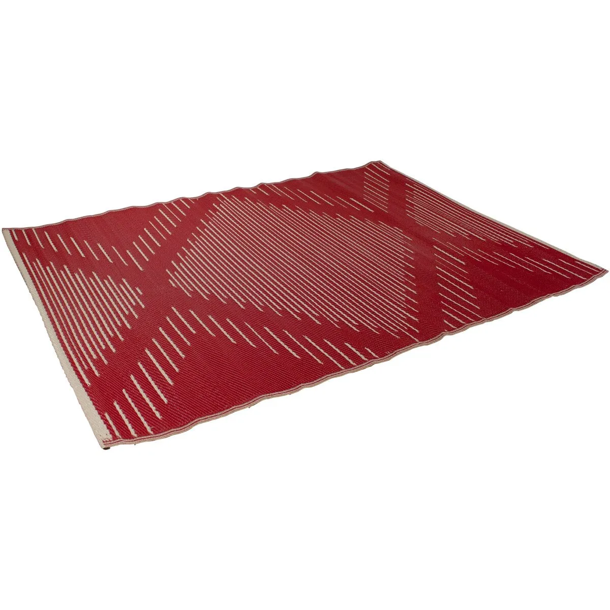 4' x 6' Red and Beige Tribal Pattern Rectangular Outdoor Area Rug - 4' x 6'