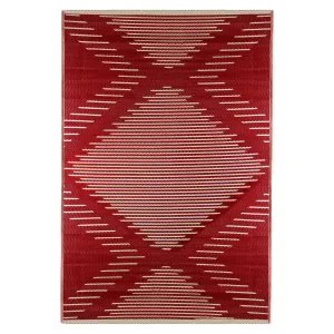4' x 6' Red and Beige Tribal Pattern Rectangular Outdoor Area Rug - 4' x 6'