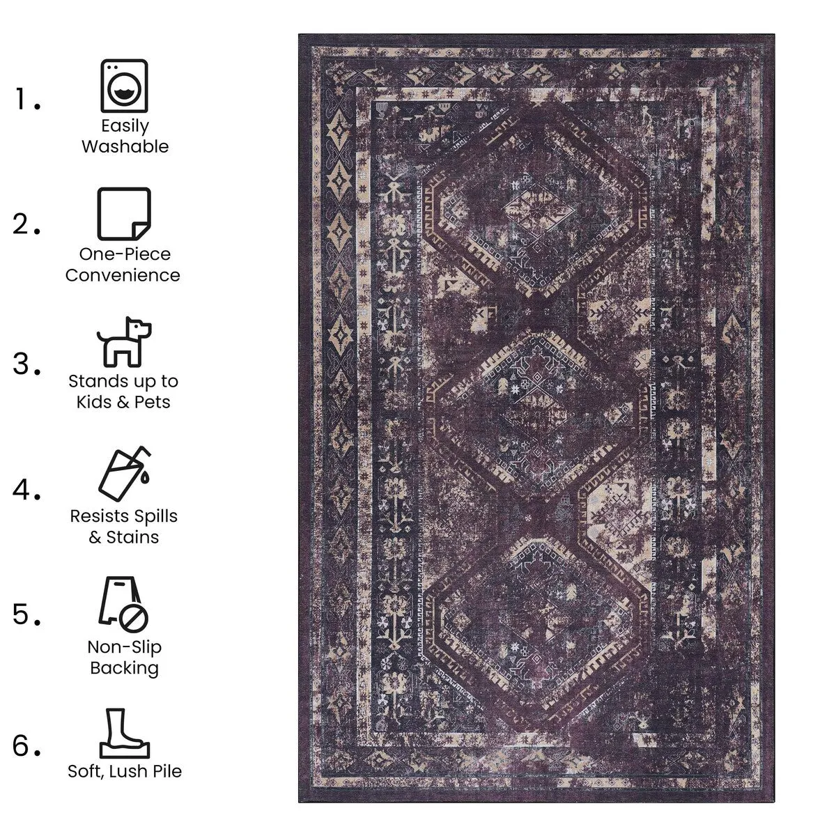 8x10 Area Rugs Machine Washable Rugs Living Room Rugs for Bedroom Laundry Room Kitchen Non Slip Carpet Abstract Soft Low
