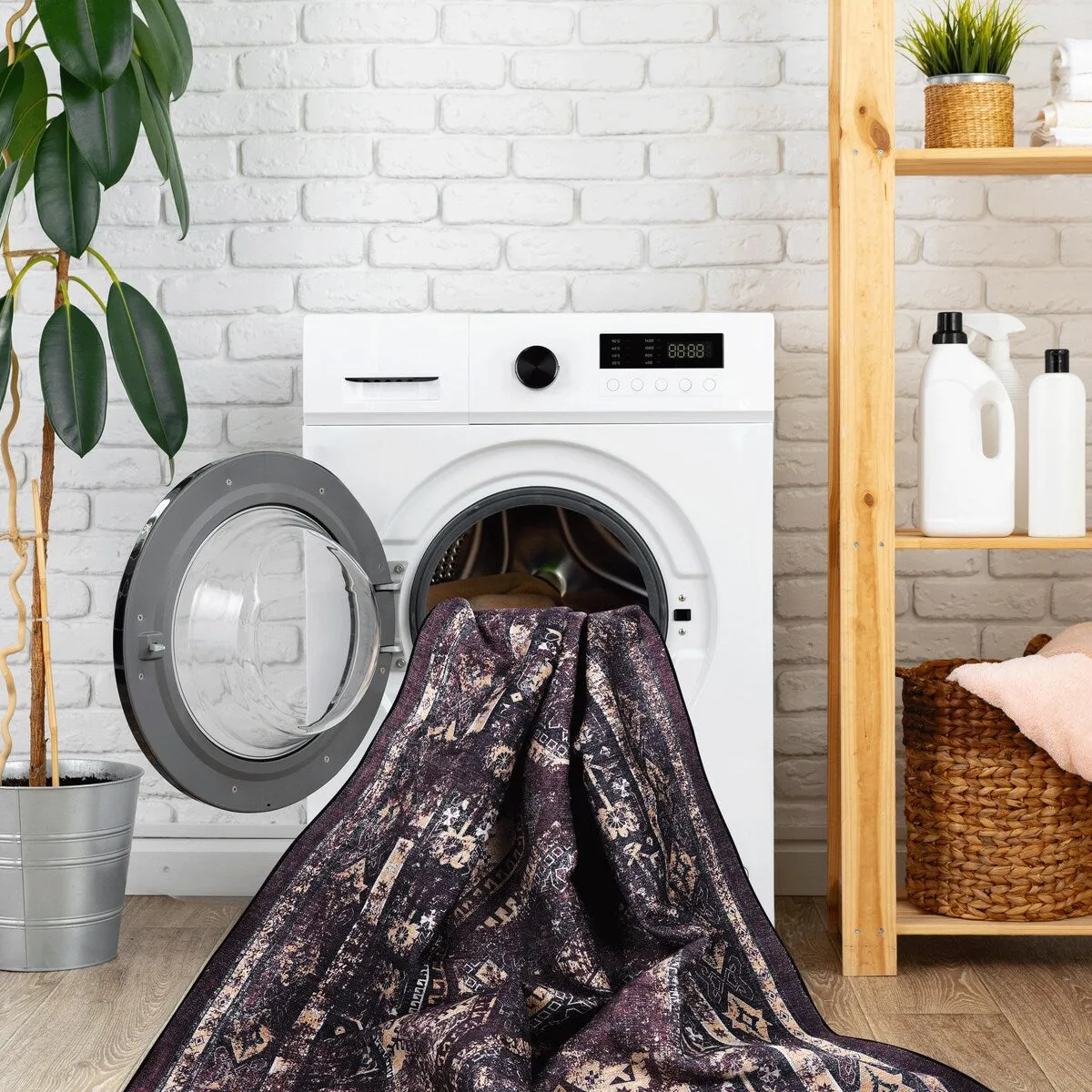 8x10 Area Rugs Machine Washable Rugs Living Room Rugs for Bedroom Laundry Room Kitchen Non Slip Carpet Abstract Soft Low