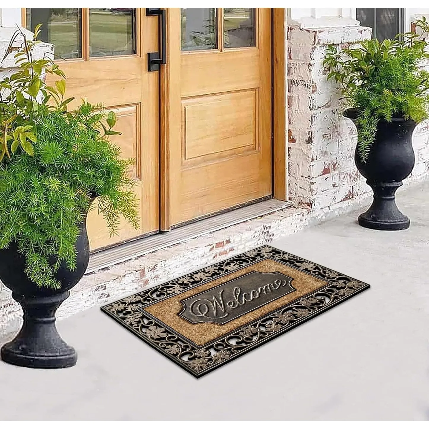 A1HC Entrance Door Mat. Durable Large Non-Slip Welcome Doormat. Indoor Outdoor for Front Door. Bronze - 23X38