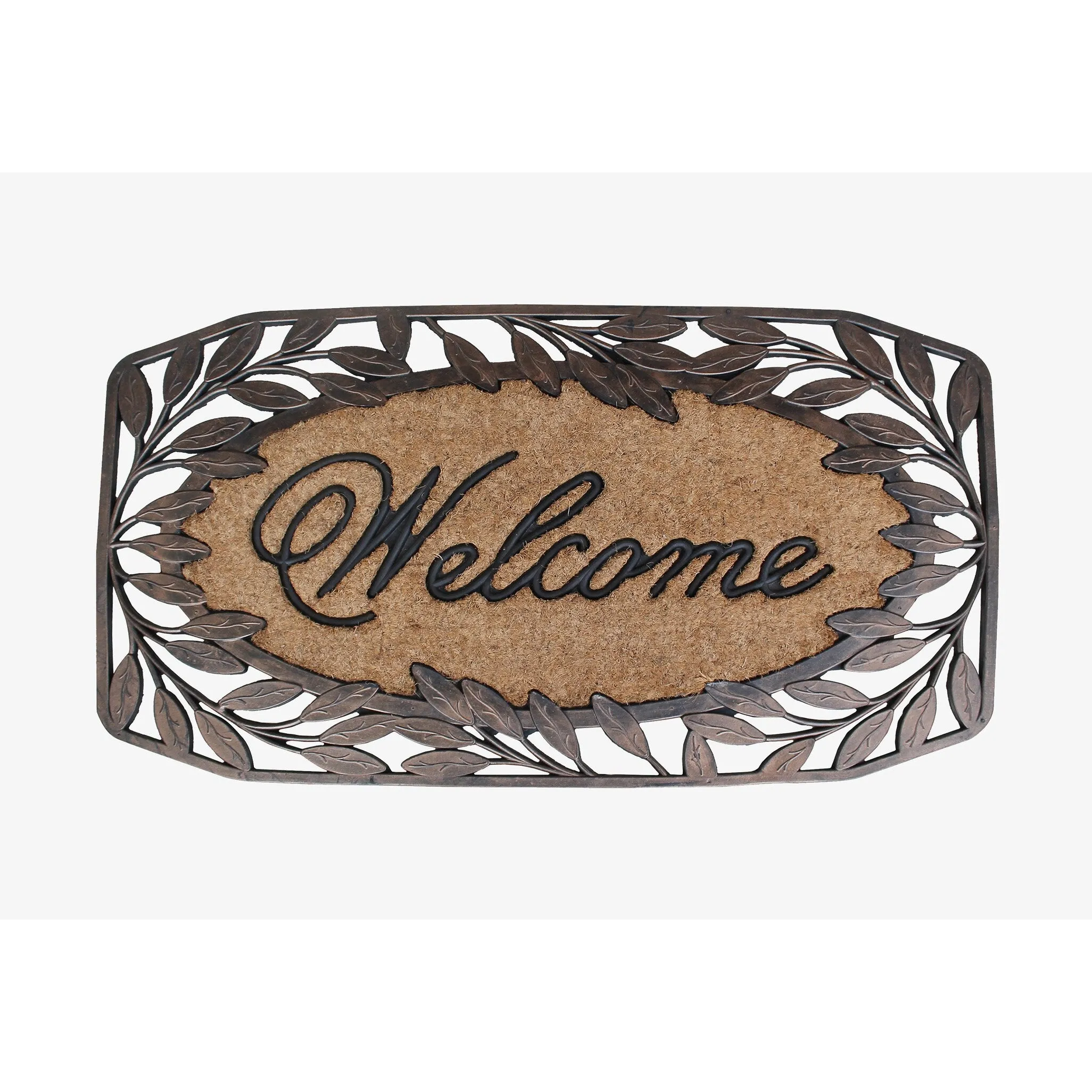 A1HC Rubber and Coir Door Mat Floral Border Dirt Trapper Heavy Weight Doormat