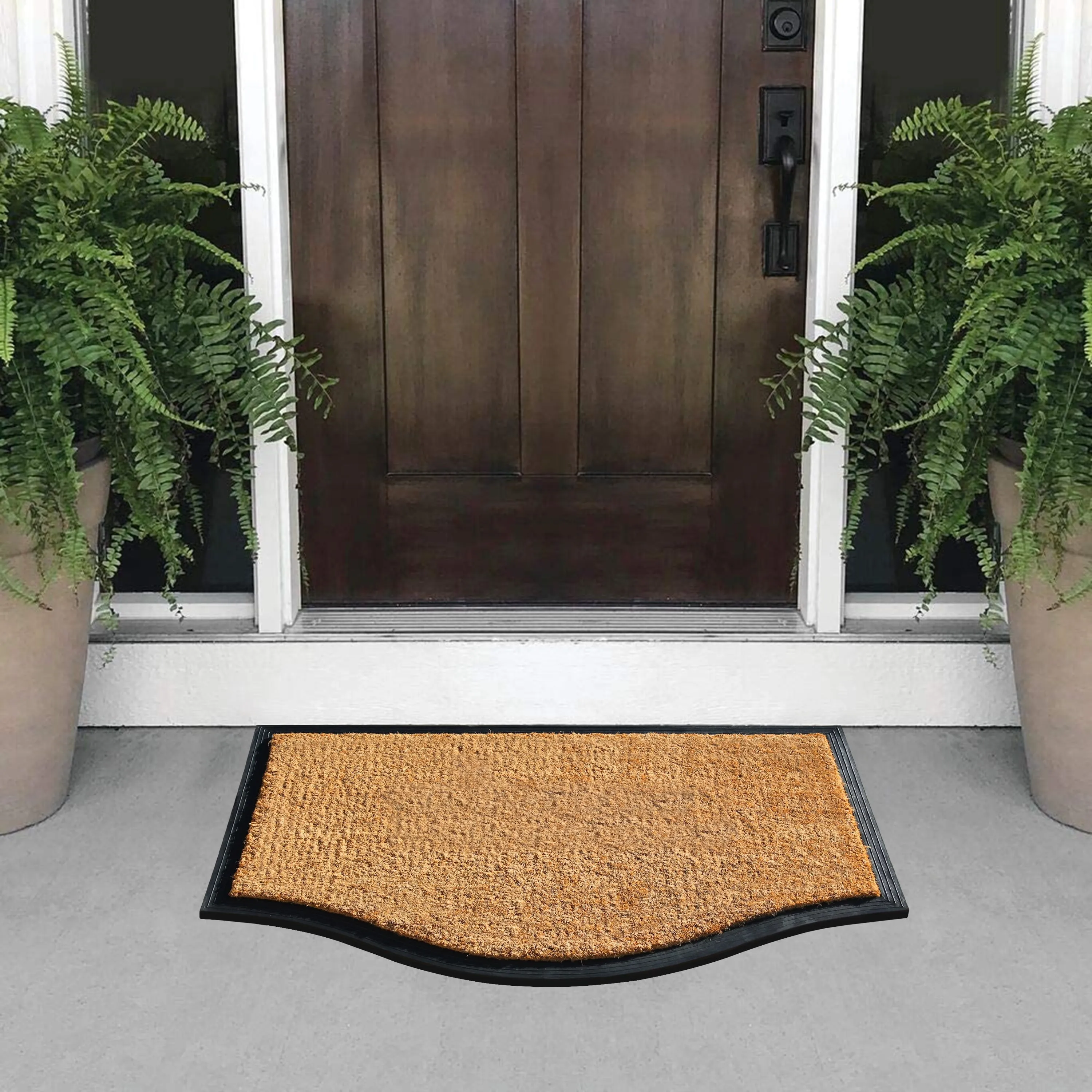A1HC Rubber and Coir Door Mat Floral Border Dirt Trapper Heavy Weight Doormat