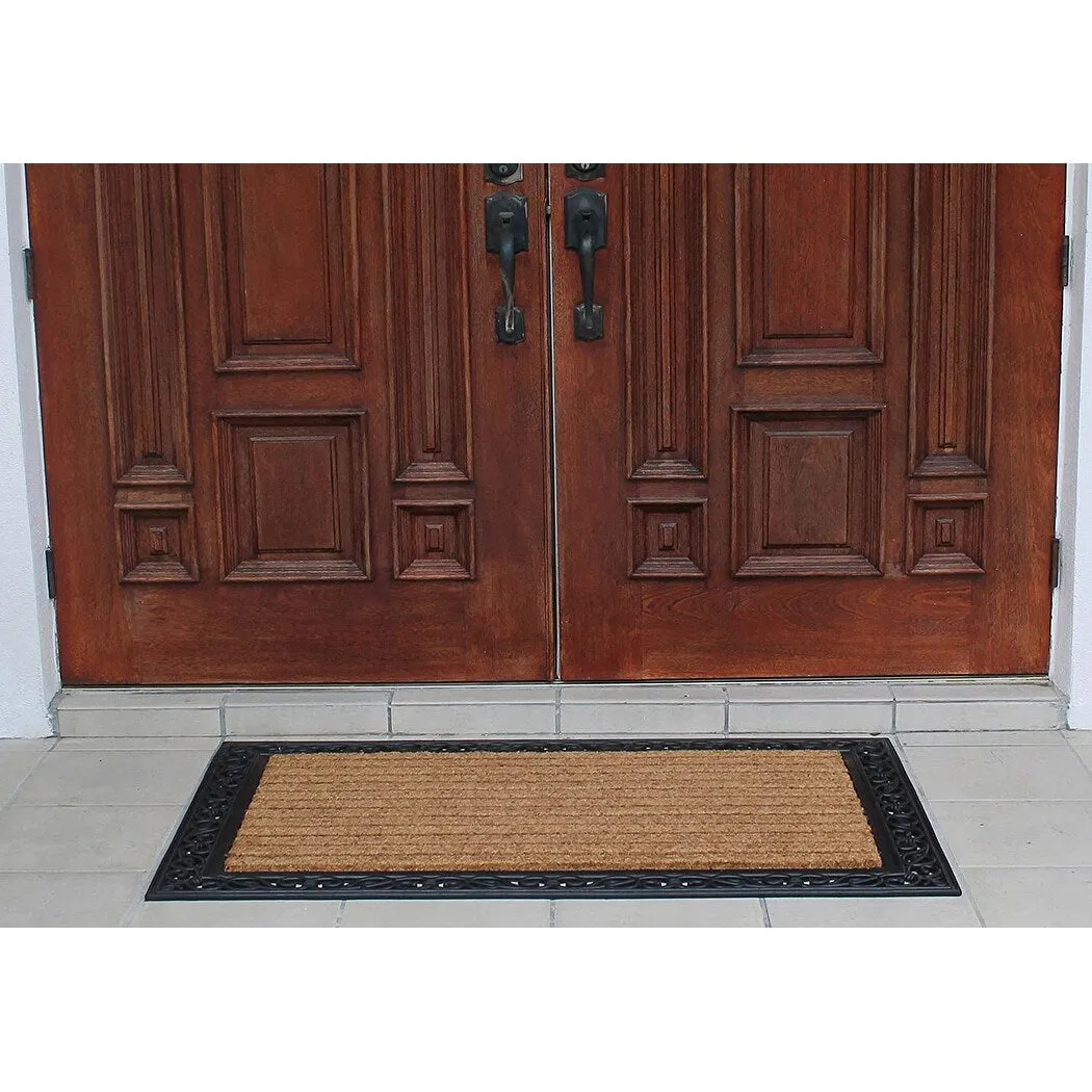 A1HC Rubber and Coir Paisley Border Doormat 30X48. Heavy Duty Mat for Front Door Large Size