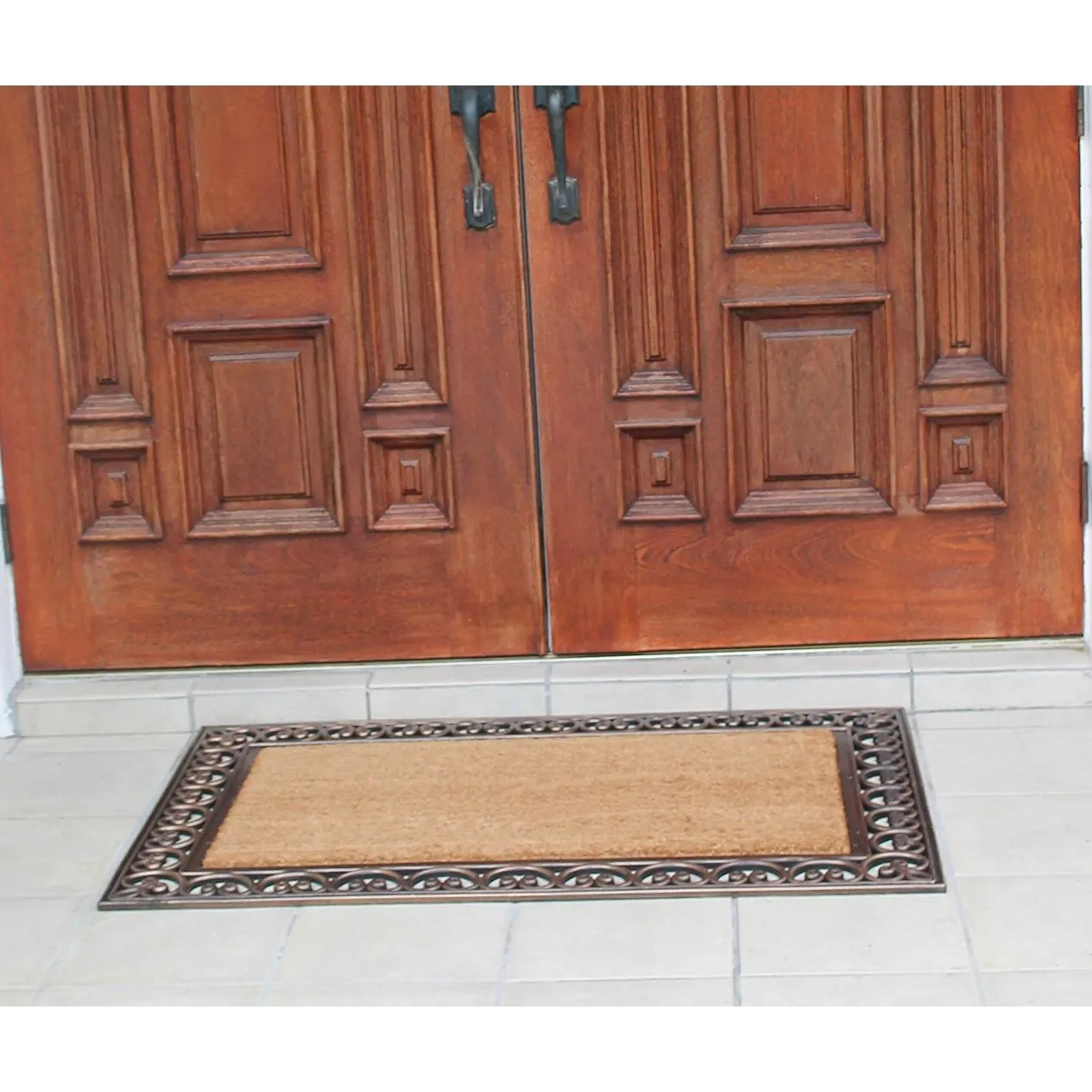 A1HC Rubber and Coir Paisley Border Doormat 30X48. Heavy Duty Mat for Front Door Large Size