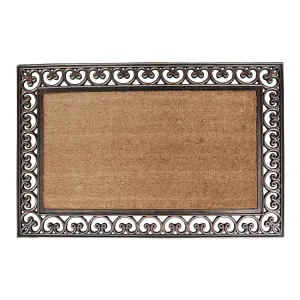 A1HC Rubber and Coir Paisley Border Doormat 30X48. Heavy Duty Mat for Front Door Large Size
