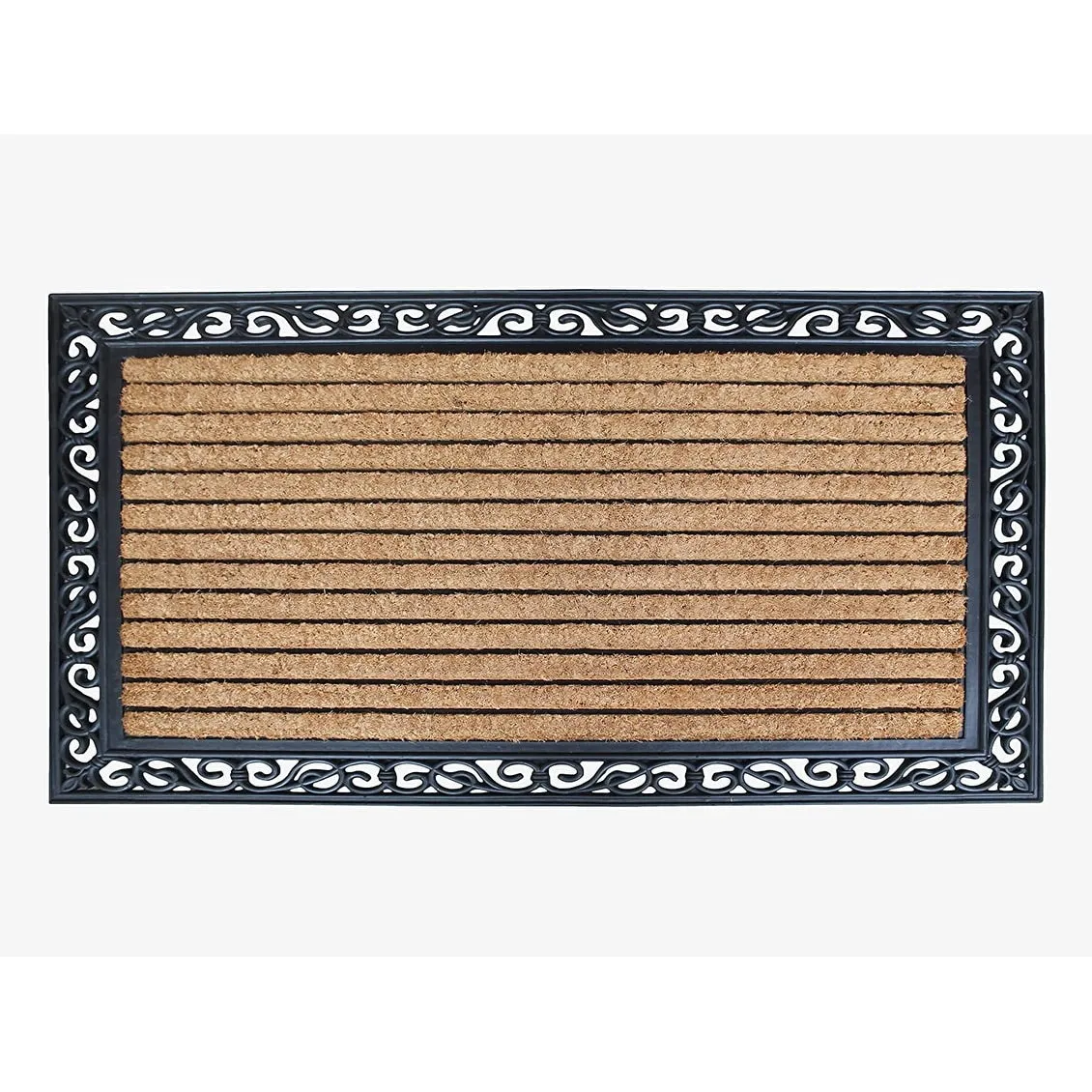 A1HC Rubber and Coir Paisley Border Doormat 30X48. Heavy Duty Mat for Front Door Large Size