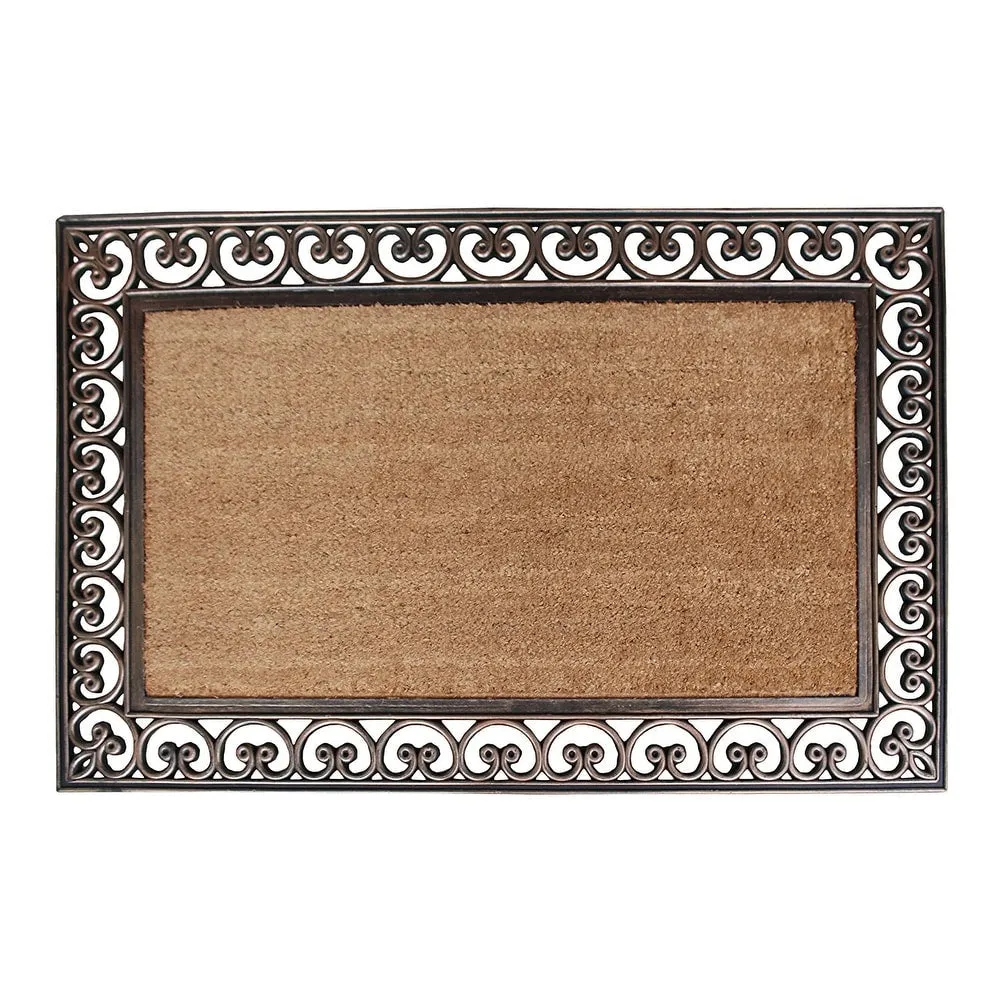 A1HC Rubber and Coir Paisley Border Doormat 30X48. Heavy Duty Mat for Front Door Large Size