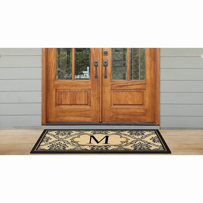 A1HC Uriel Treated Coir Monogrammed A Entry Double Door Mat 30x 60