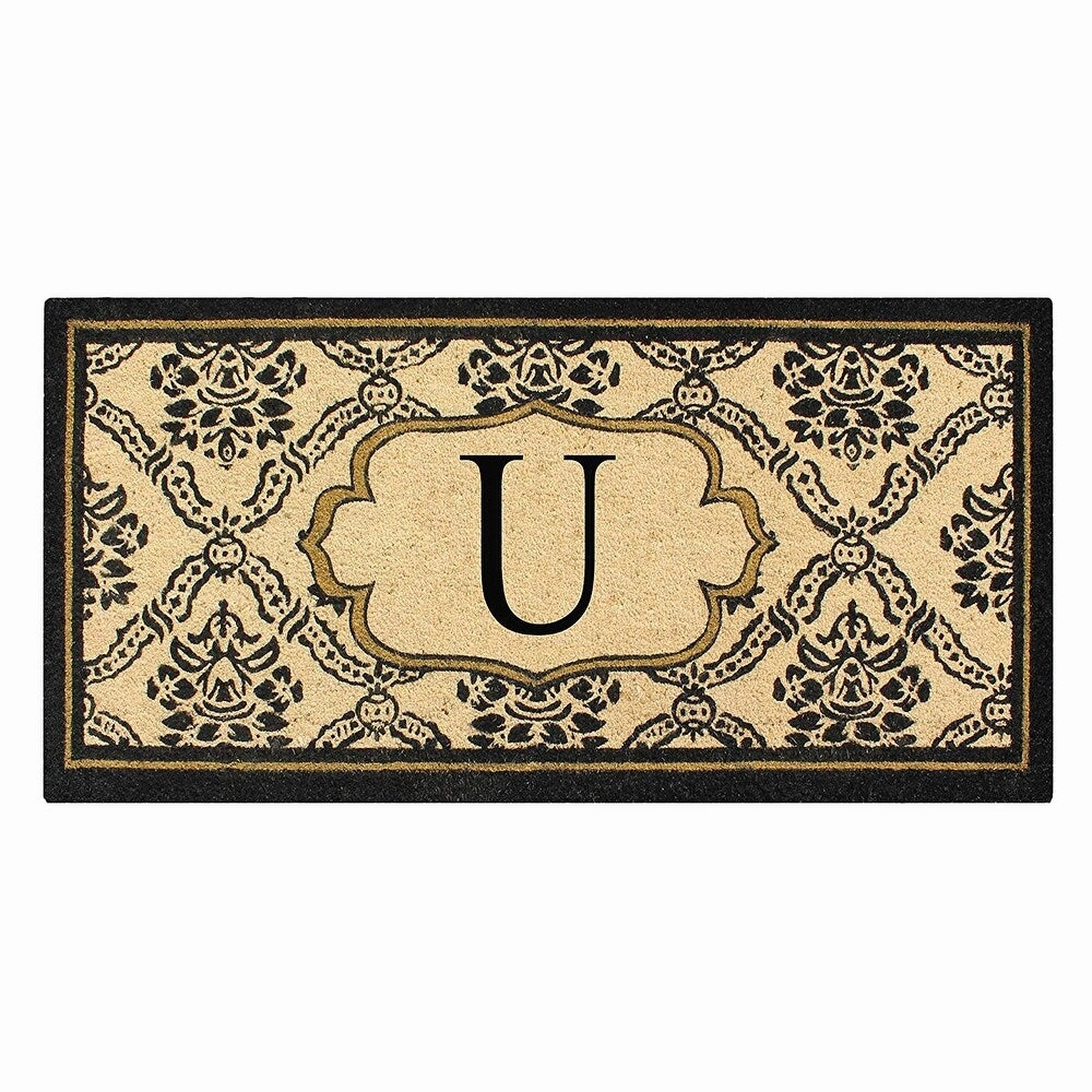 A1HC Uriel Treated Coir Monogrammed A Entry Double Door Mat 30x 60