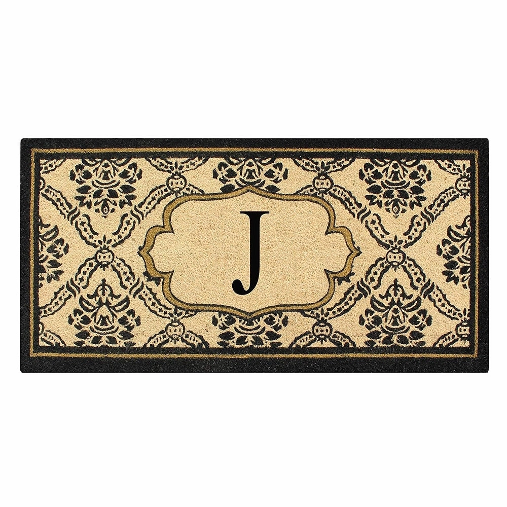 A1HC Uriel Treated Coir Monogrammed A Entry Double Door Mat 30x 60