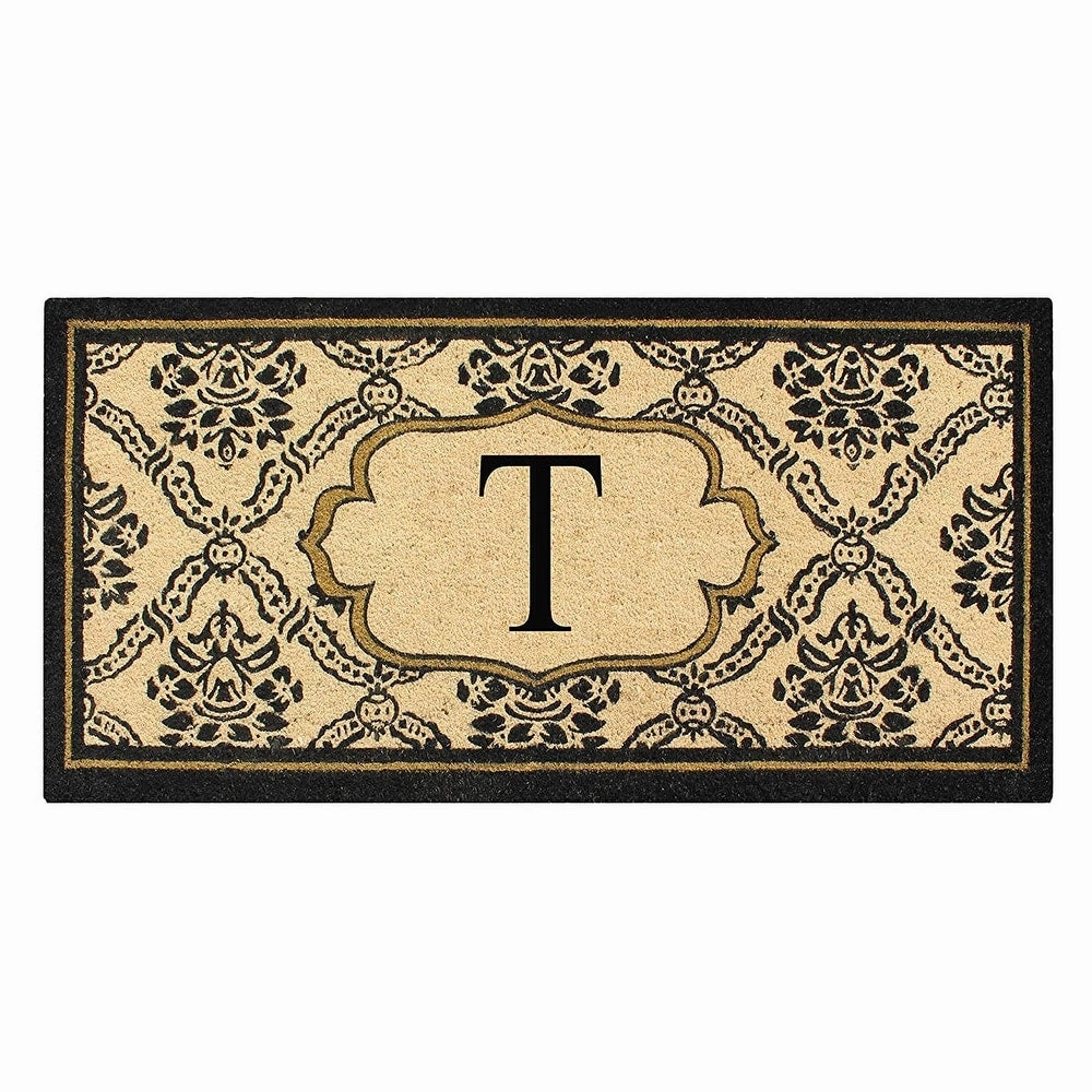 A1HC Uriel Treated Coir Monogrammed A Entry Double Door Mat 30x 60