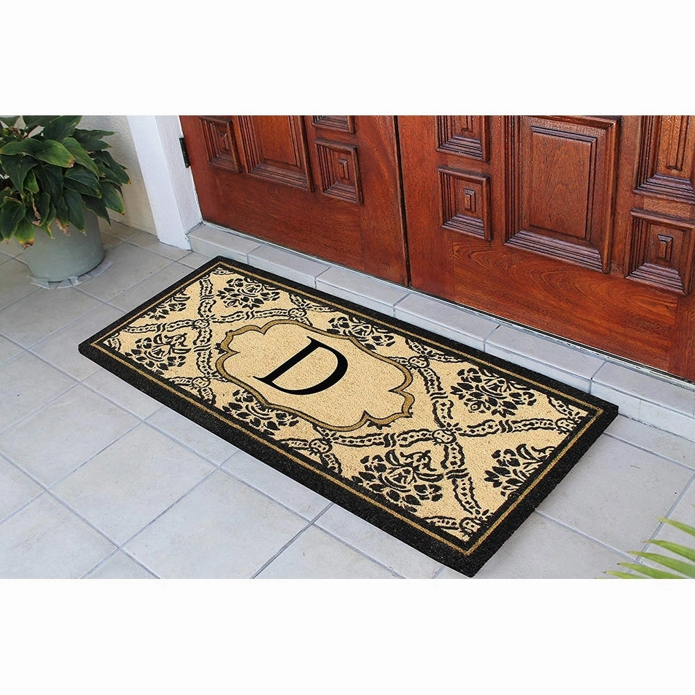 A1HC Uriel Treated Coir Monogrammed A Entry Double Door Mat 30x 60