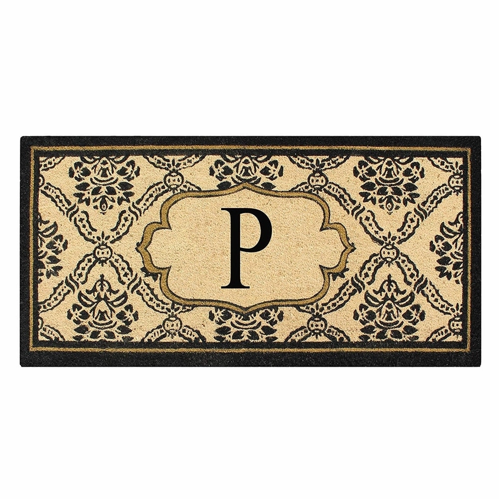 A1HC Uriel Treated Coir Monogrammed A Entry Double Door Mat 30x 60