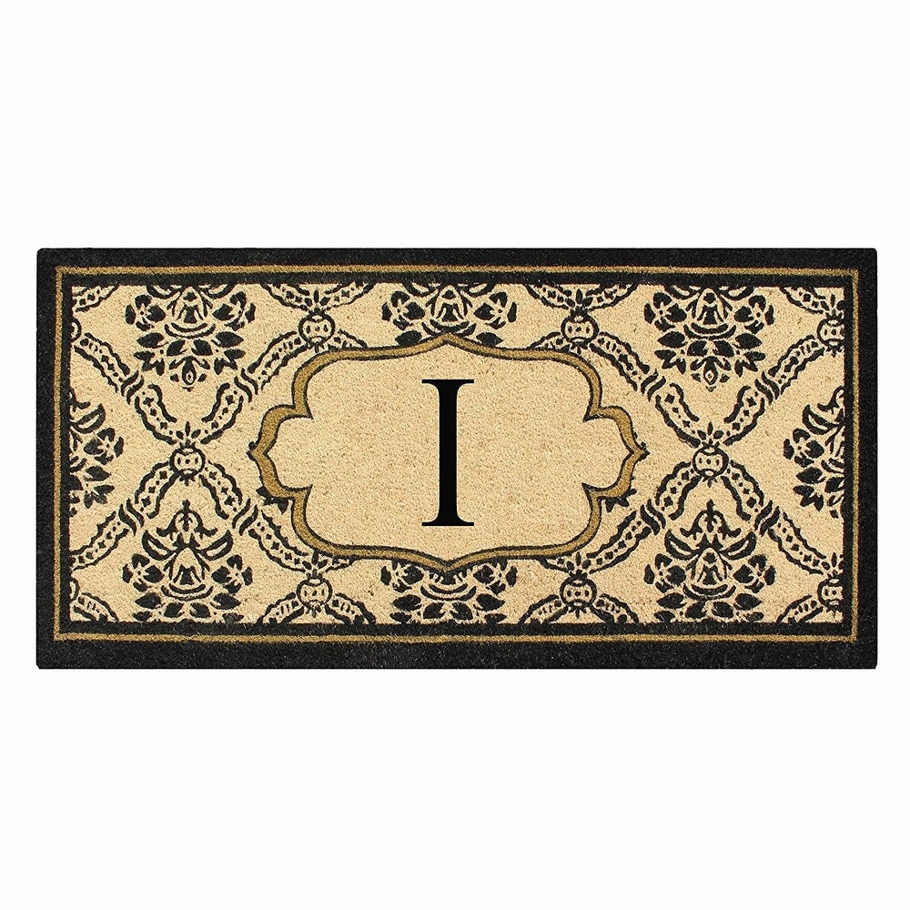 A1HC Uriel Treated Coir Monogrammed A Entry Double Door Mat 30x 60