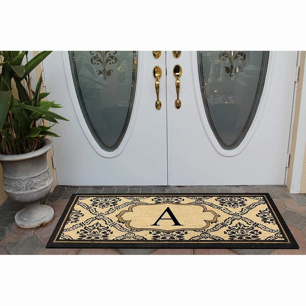 A1HC Uriel Treated Coir Monogrammed A Entry Double Door Mat 30x 60