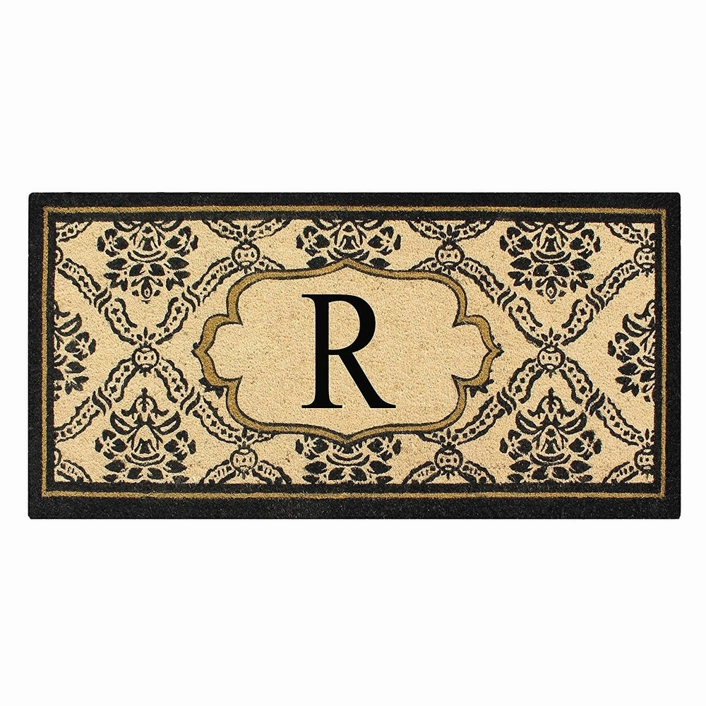 A1HC Uriel Treated Coir Monogrammed A Entry Double Door Mat 30x 60