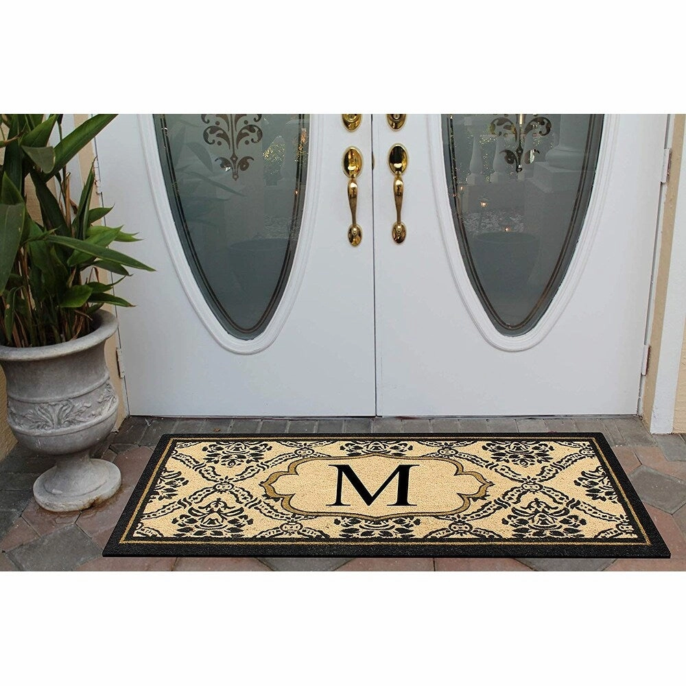 A1HC Uriel Treated Coir Monogrammed A Entry Double Door Mat 30x 60