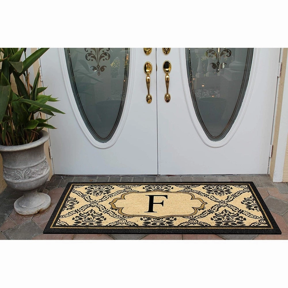 A1HC Uriel Treated Coir Monogrammed A Entry Double Door Mat 30x 60