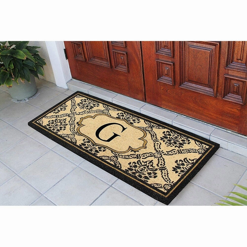 A1HC Uriel Treated Coir Monogrammed A Entry Double Door Mat 30x 60