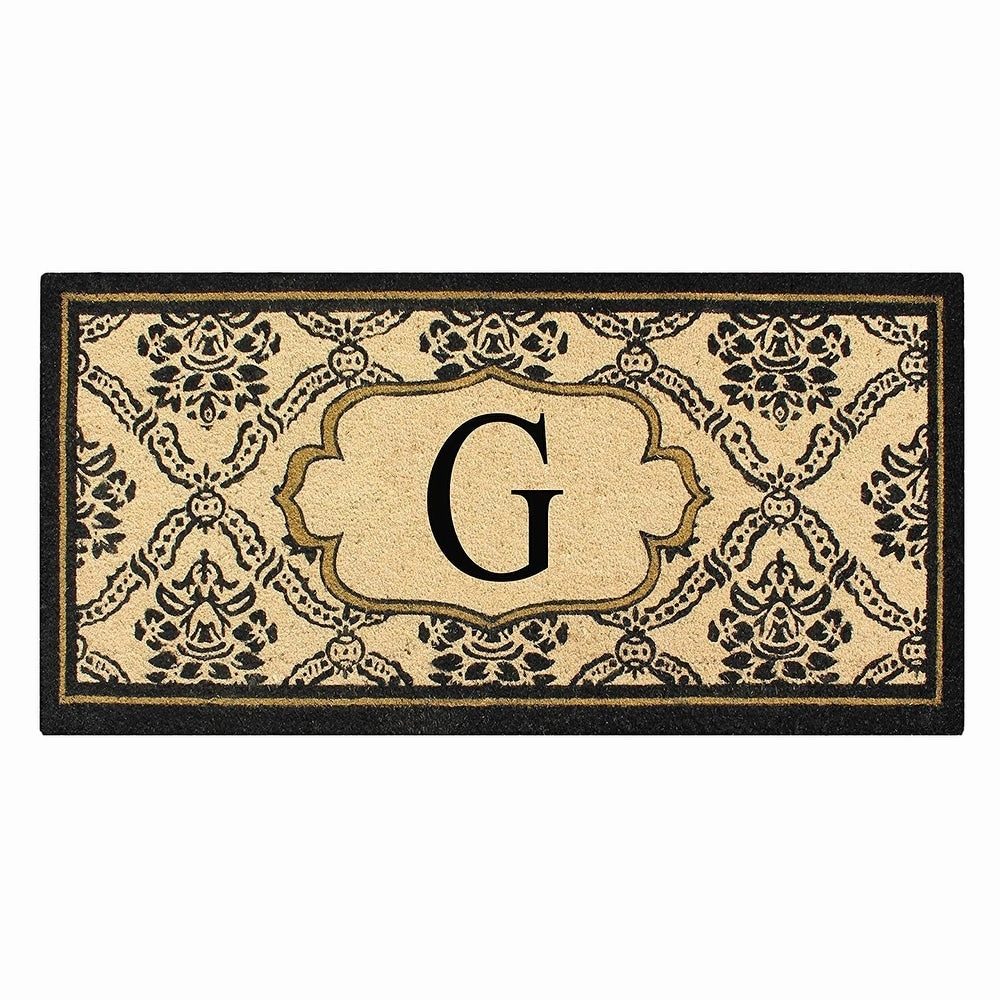 A1HC Uriel Treated Coir Monogrammed A Entry Double Door Mat 30x 60