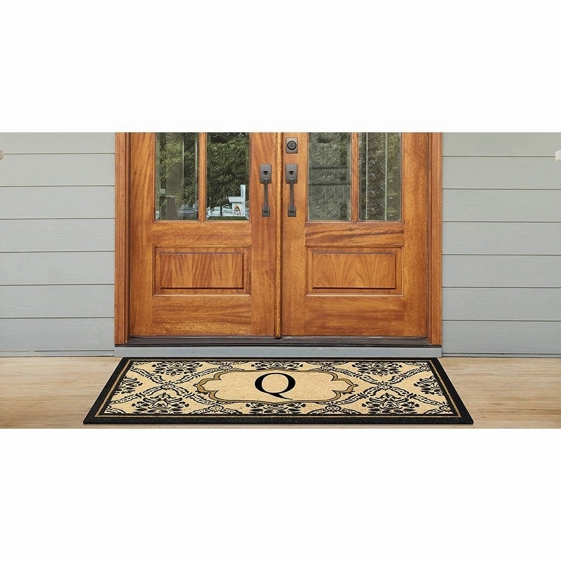 A1HC Uriel Treated Coir Monogrammed A Entry Double Door Mat 30x 60
