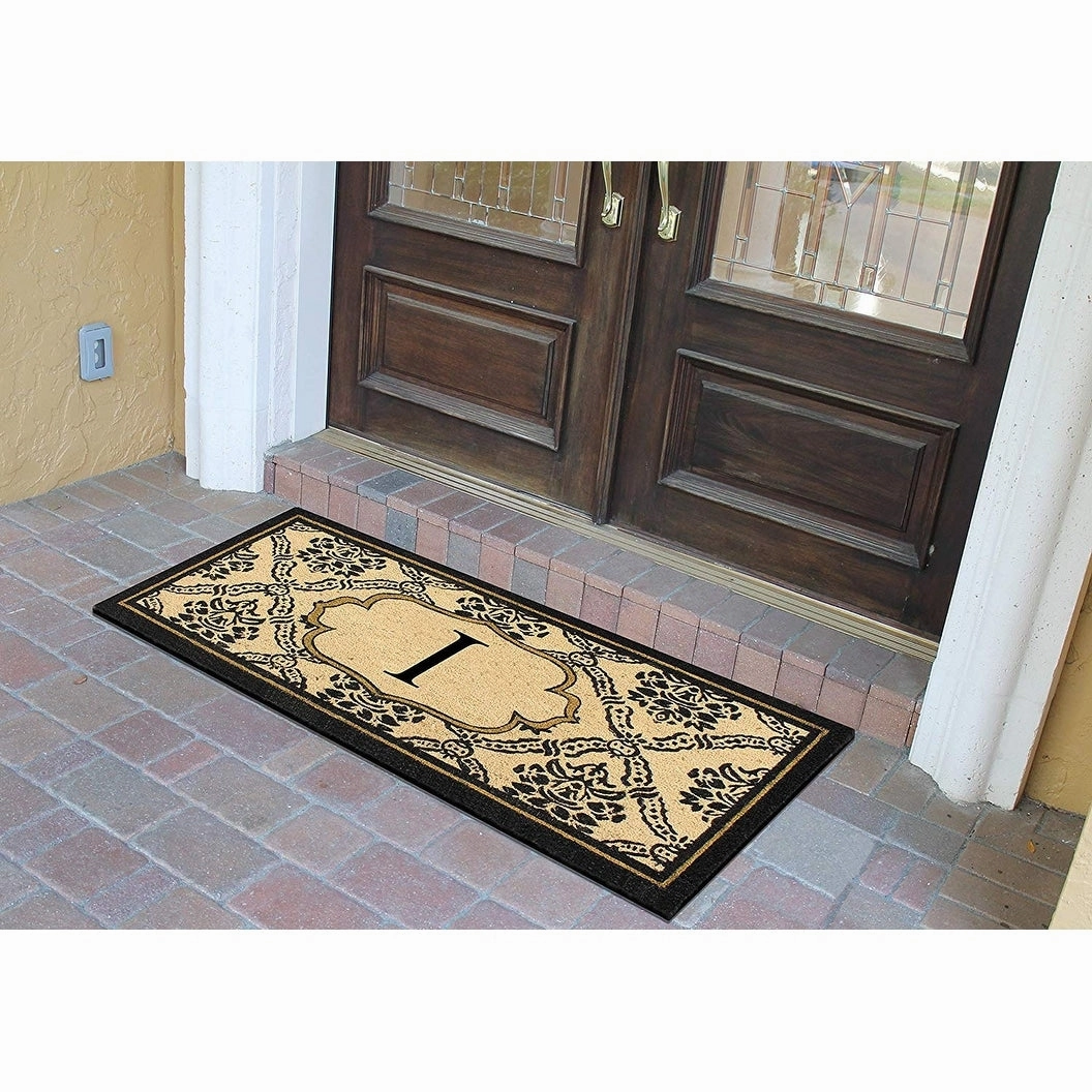 A1HC Uriel Treated Coir Monogrammed A Entry Double Door Mat 30x 60