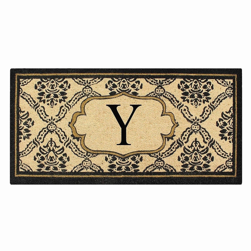 A1HC Uriel Treated Coir Monogrammed A Entry Double Door Mat 30x 60