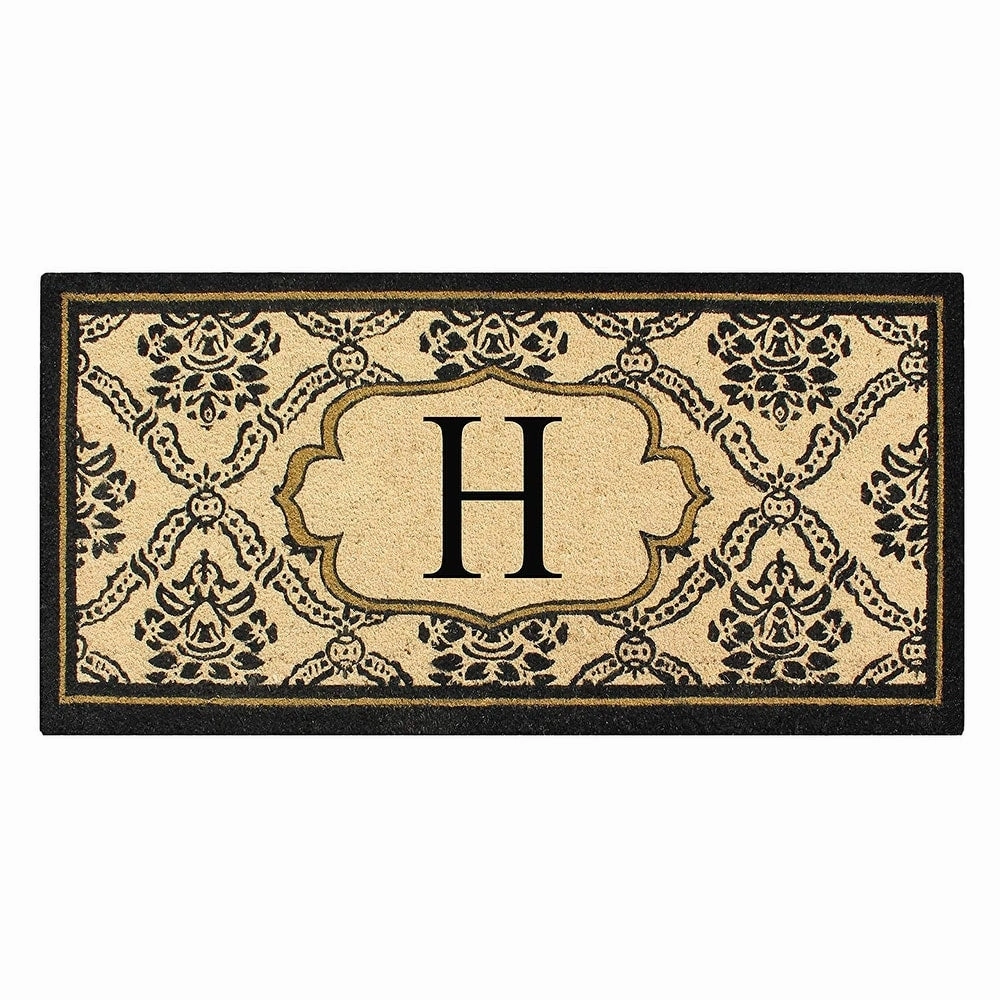 A1HC Uriel Treated Coir Monogrammed A Entry Double Door Mat 30x 60