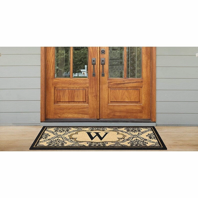 A1HC Uriel Treated Coir Monogrammed A Entry Double Door Mat 30x 60