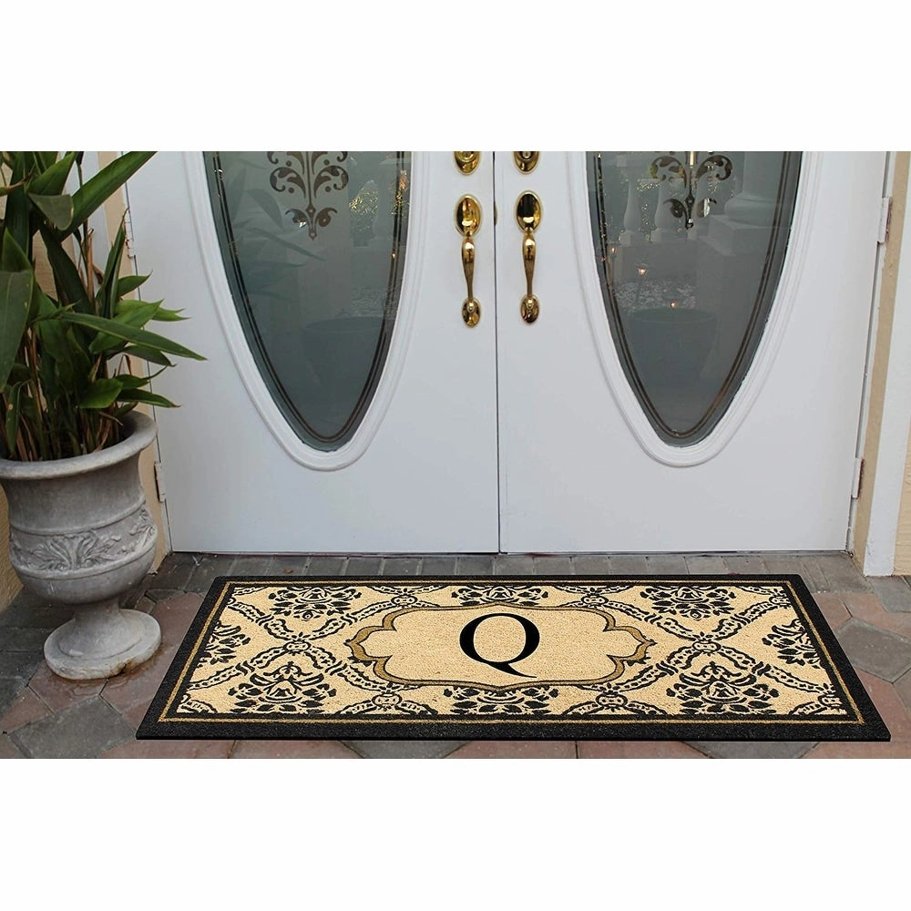 A1HC Uriel Treated Coir Monogrammed A Entry Double Door Mat 30x 60