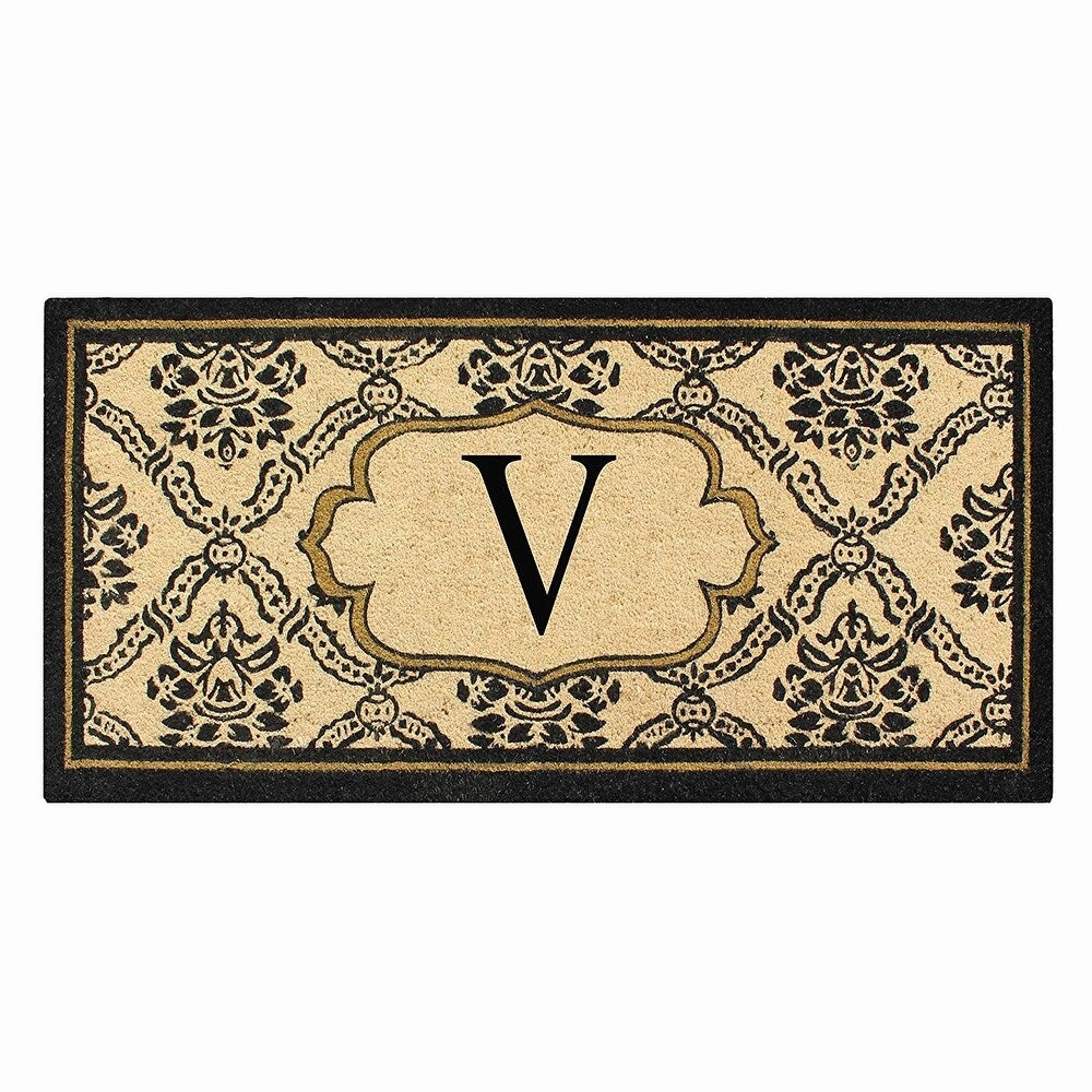 A1HC Uriel Treated Coir Monogrammed A Entry Double Door Mat 30x 60