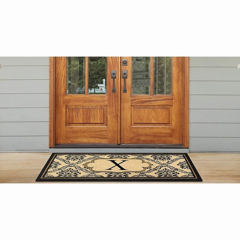 A1HC Uriel Treated Coir Monogrammed A Entry Double Door Mat 30x 60