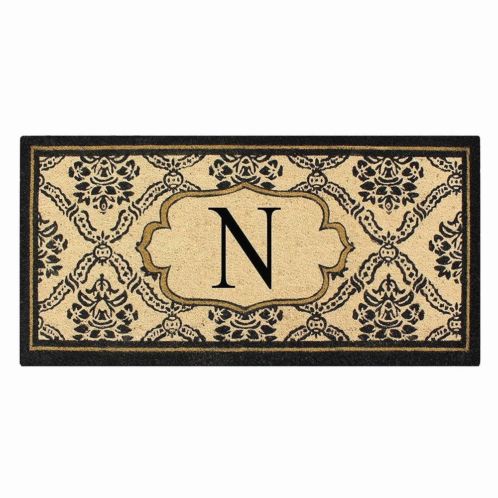 A1HC Uriel Treated Coir Monogrammed A Entry Double Door Mat 30x 60