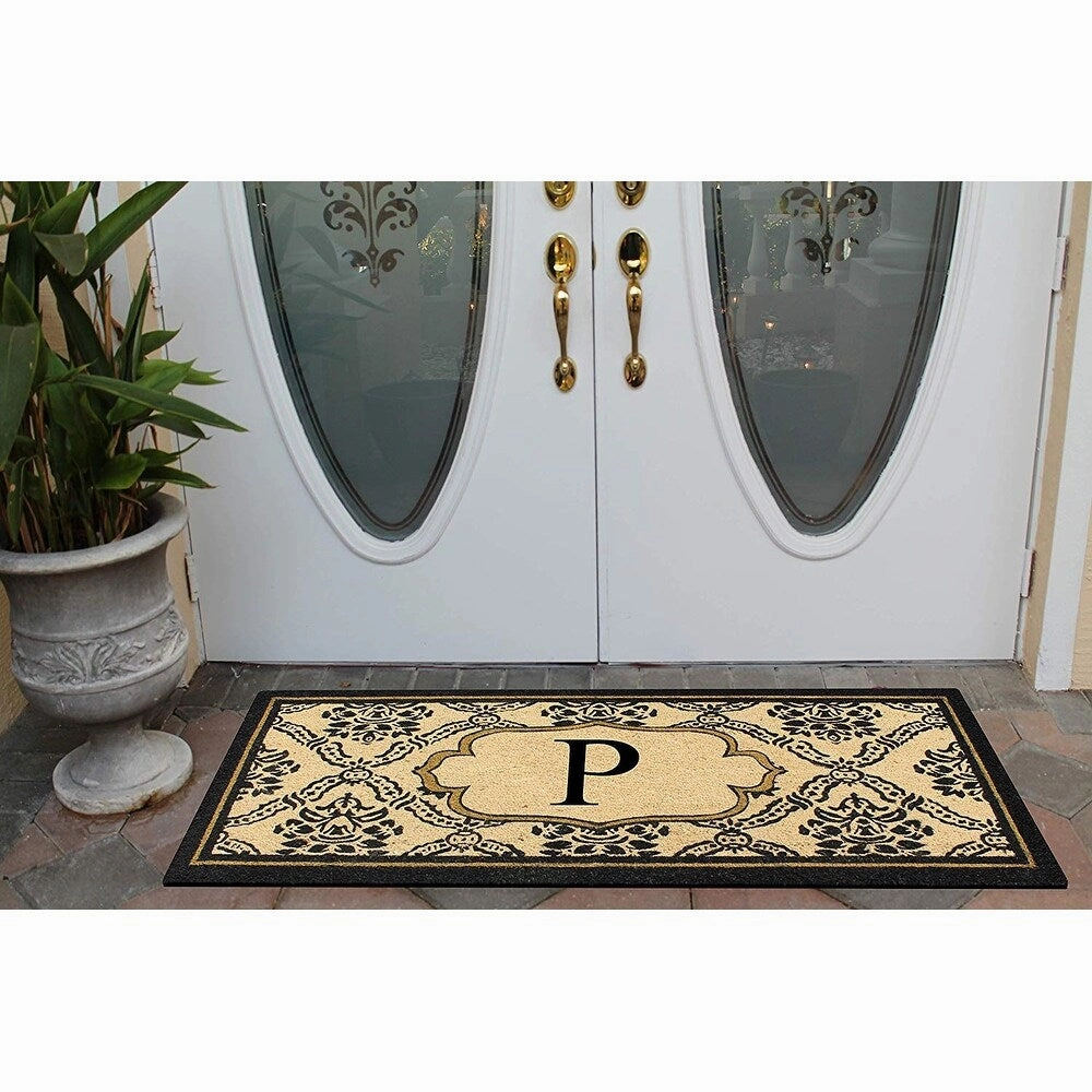 A1HC Uriel Treated Coir Monogrammed A Entry Double Door Mat 30x 60