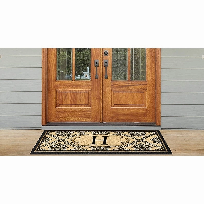 A1HC Uriel Treated Coir Monogrammed A Entry Double Door Mat 30x 60