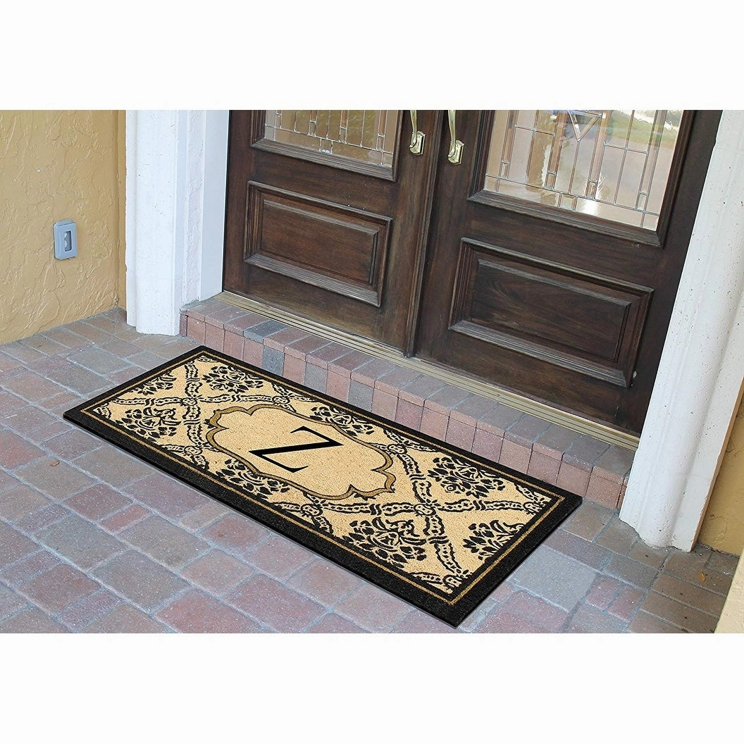 A1HC Uriel Treated Coir Monogrammed A Entry Double Door Mat 30x 60