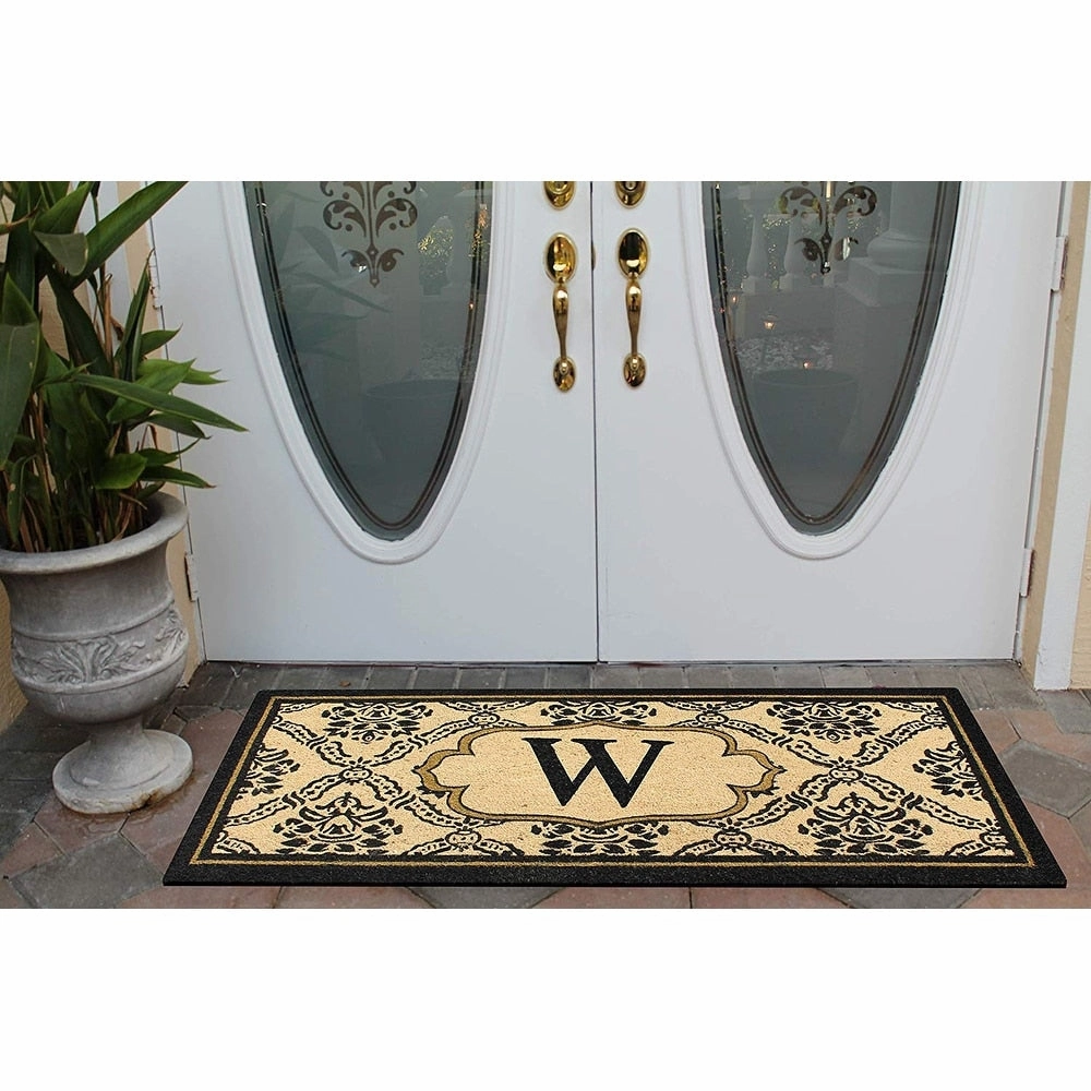 A1HC Uriel Treated Coir Monogrammed A Entry Double Door Mat 30x 60
