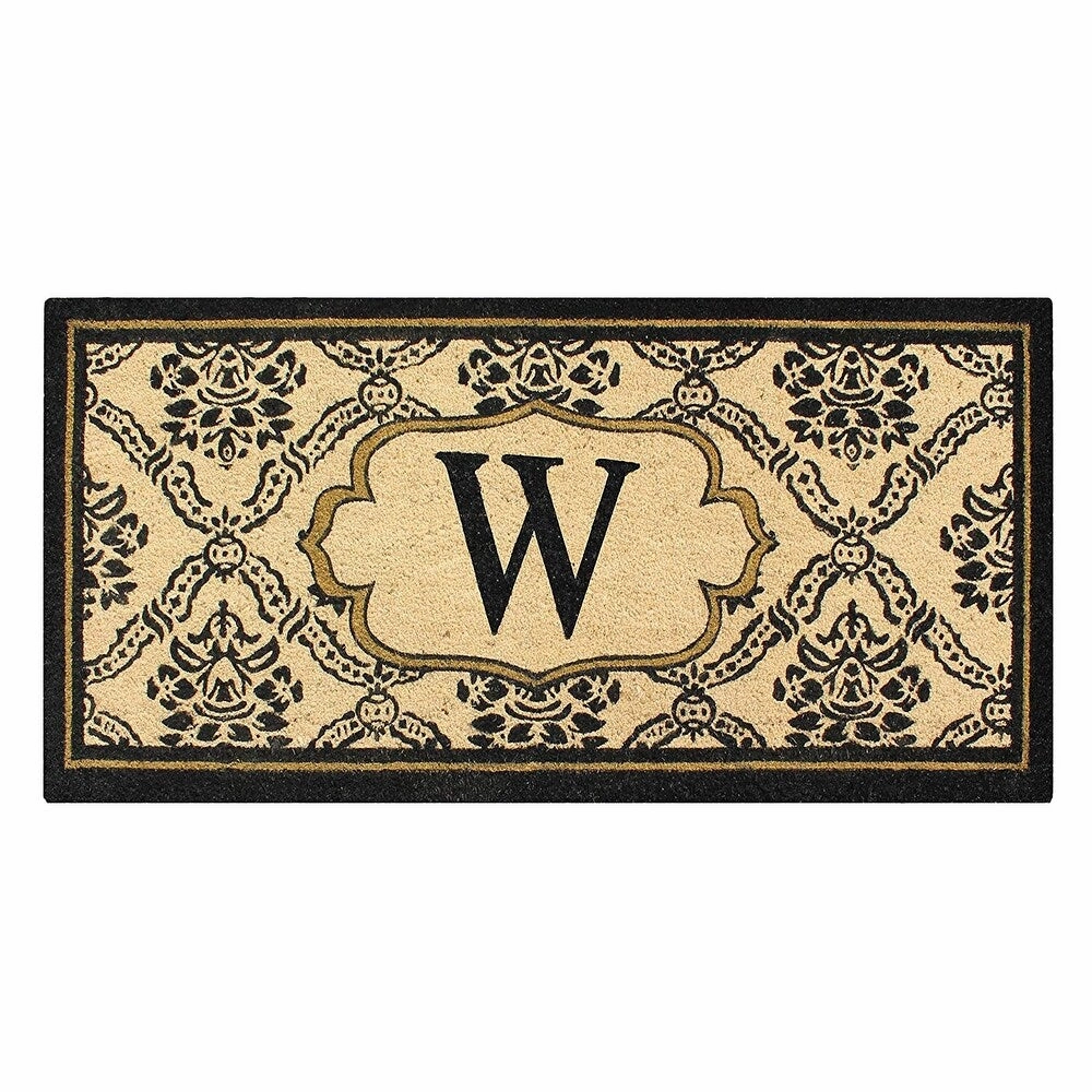 A1HC Uriel Treated Coir Monogrammed A Entry Double Door Mat 30x 60