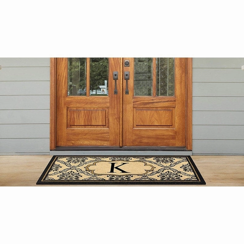 A1HC Uriel Treated Coir Monogrammed A Entry Double Door Mat 30x 60
