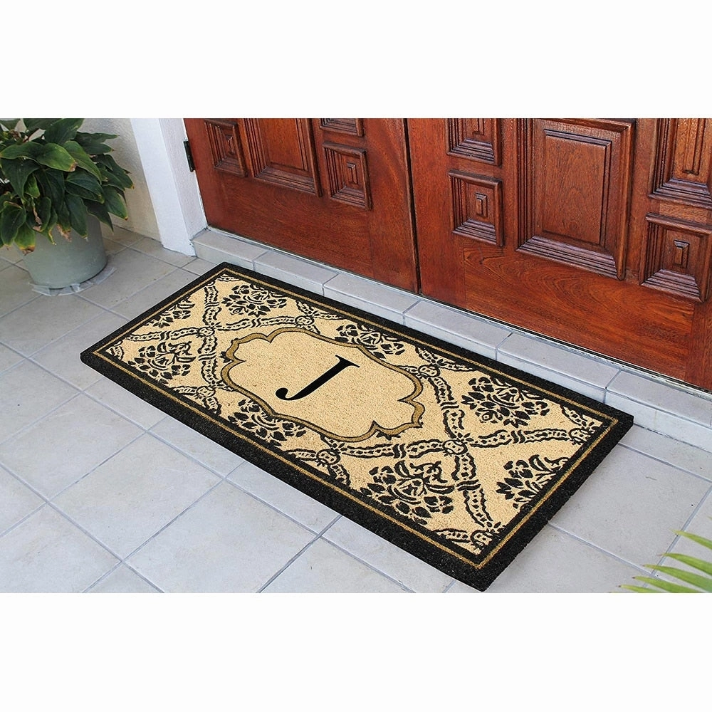 A1HC Uriel Treated Coir Monogrammed A Entry Double Door Mat 30x 60