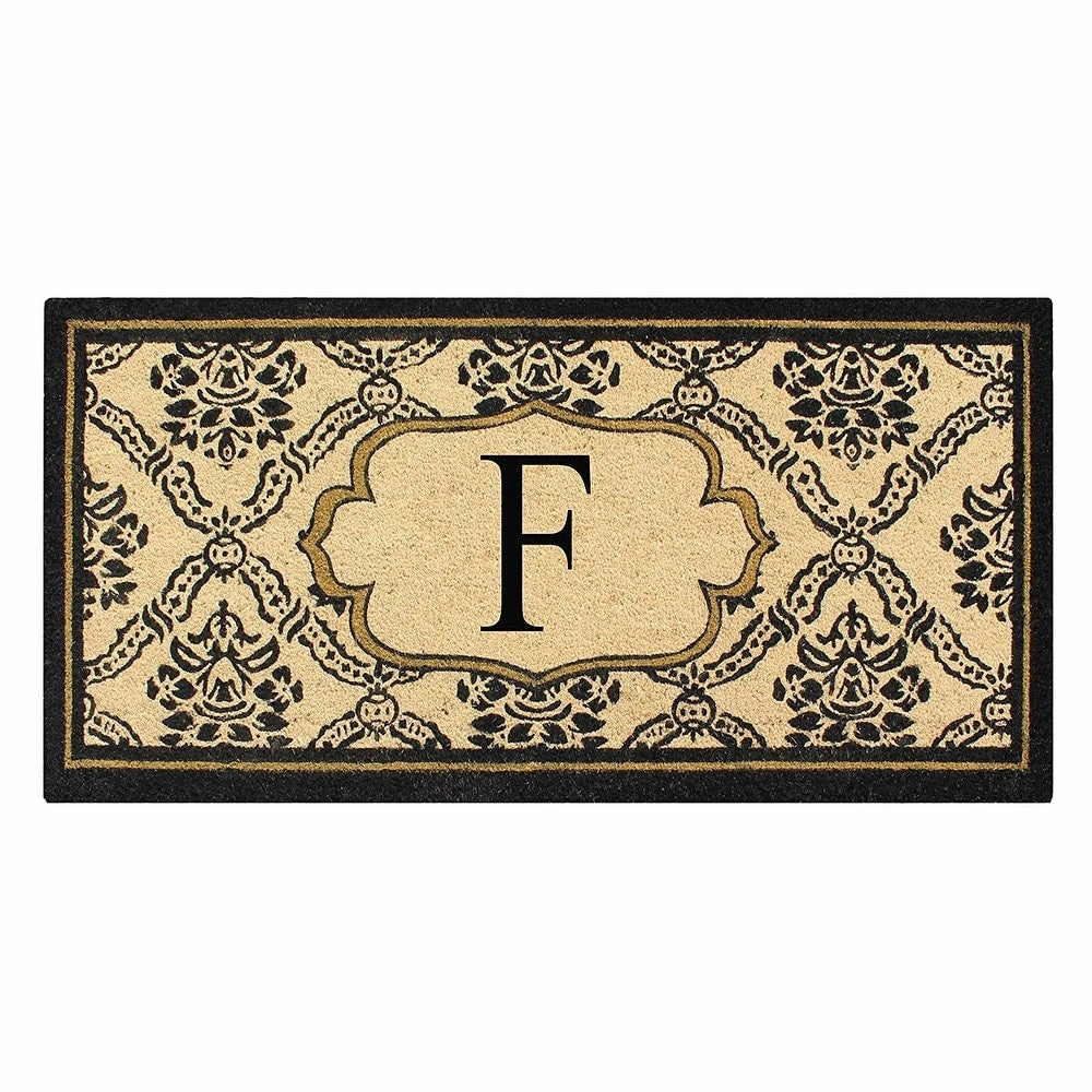A1HC Uriel Treated Coir Monogrammed A Entry Double Door Mat 30x 60