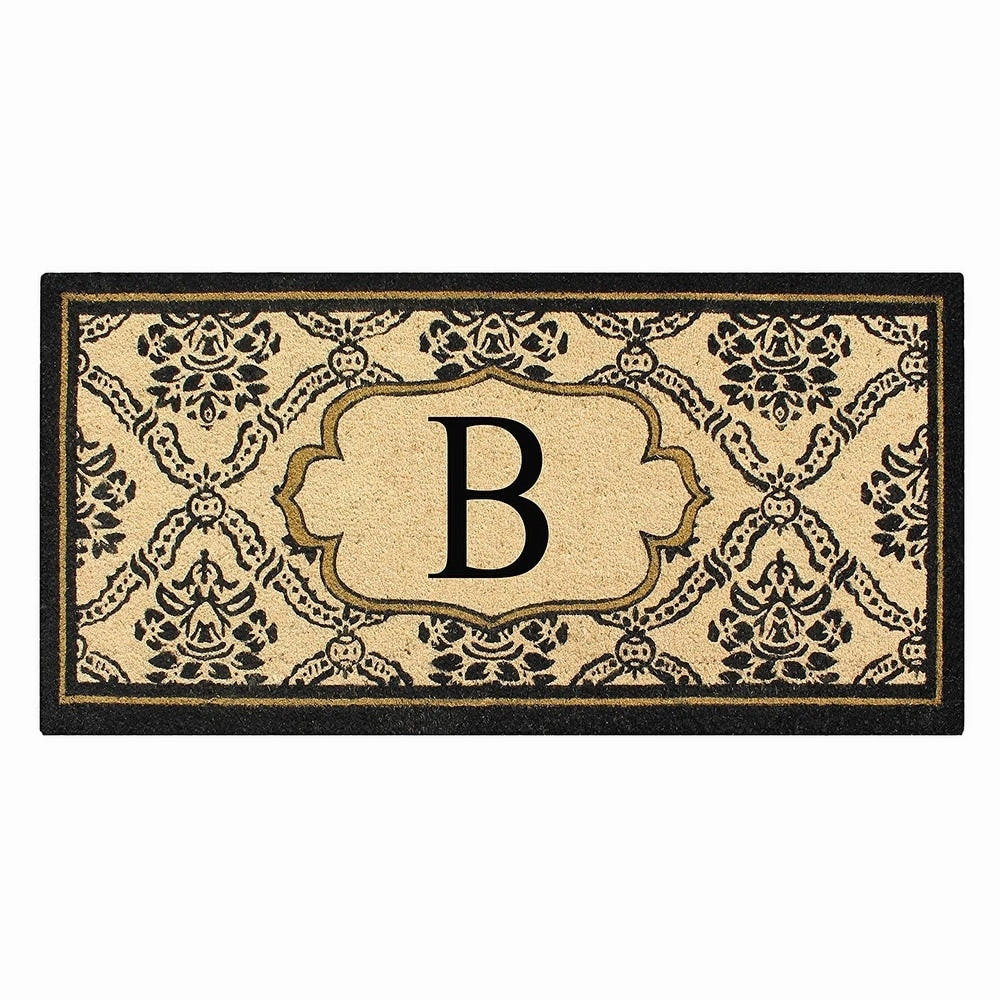 A1HC Uriel Treated Coir Monogrammed A Entry Double Door Mat 30x 60