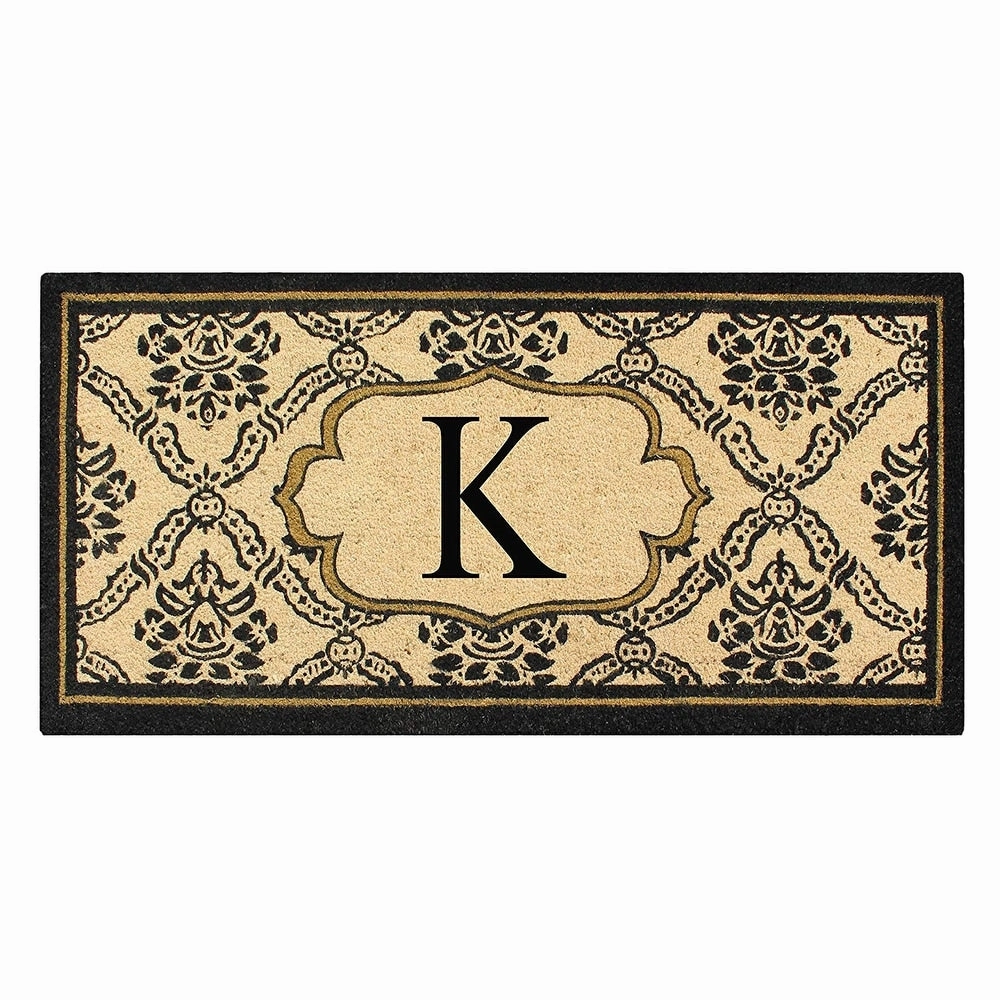 A1HC Uriel Treated Coir Monogrammed A Entry Double Door Mat 30x 60