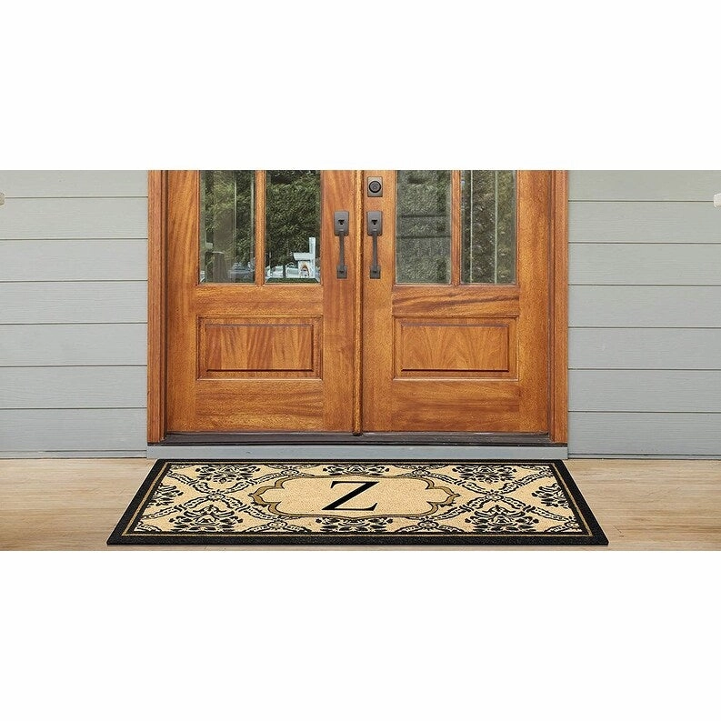 A1HC Uriel Treated Coir Monogrammed A Entry Double Door Mat 30x 60